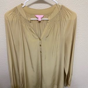 Lilly Pulitzer XS Elsa silk top in champagne